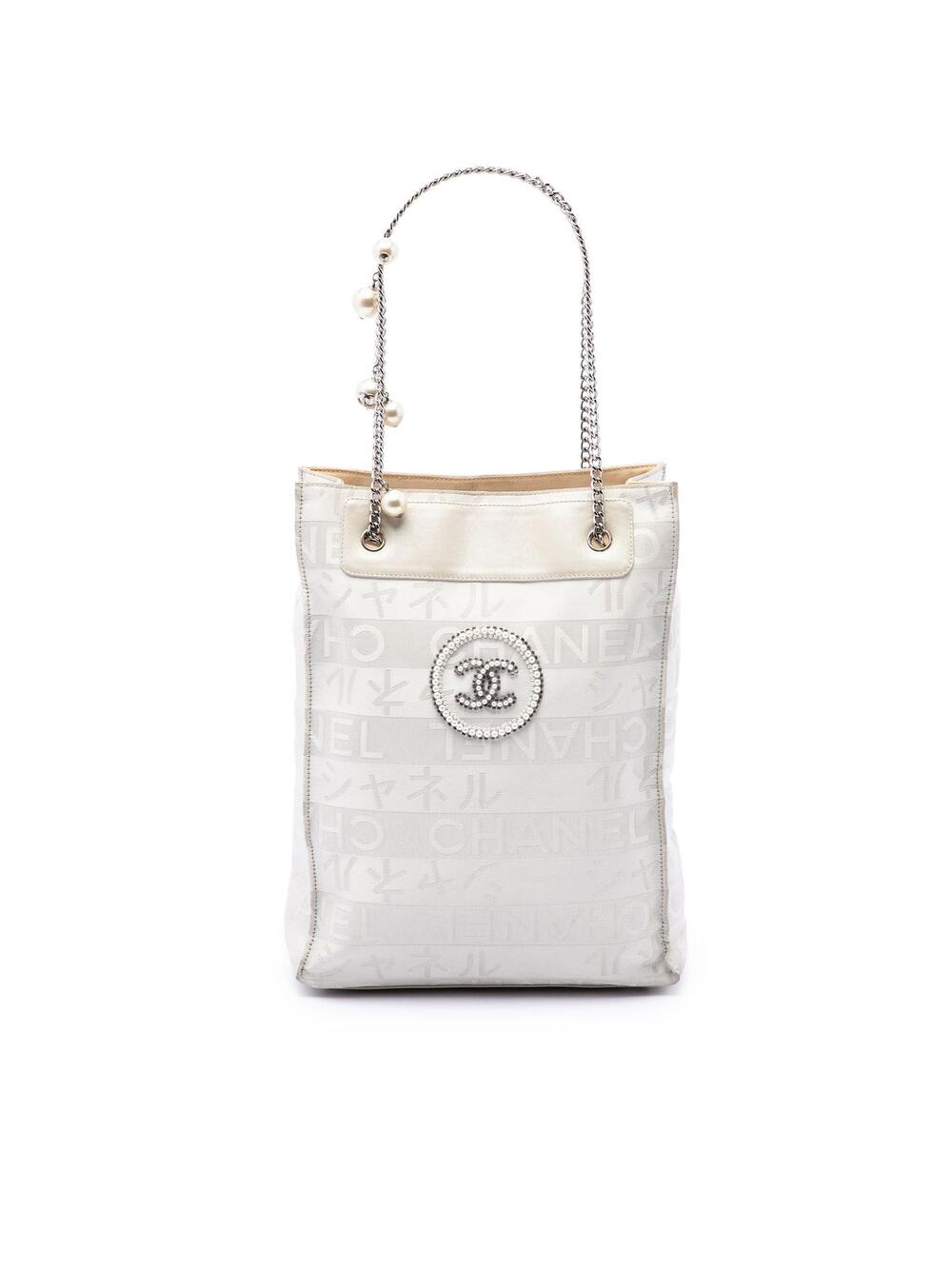 Chanel Cc Canvas Pearl Tote Pre-Loved #326865C13B